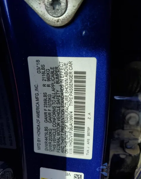 2018 Honda Accord Sport z USA, uszkodzony, nr VIN 1HGCV1F38JA139974